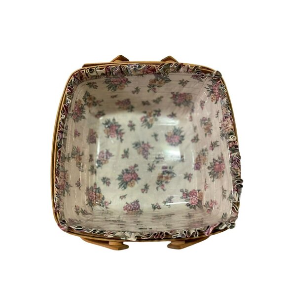 Vintage 1992 Longaberger Basket Used Floral Fabric and Plastic Liner - Picture 3 of 16